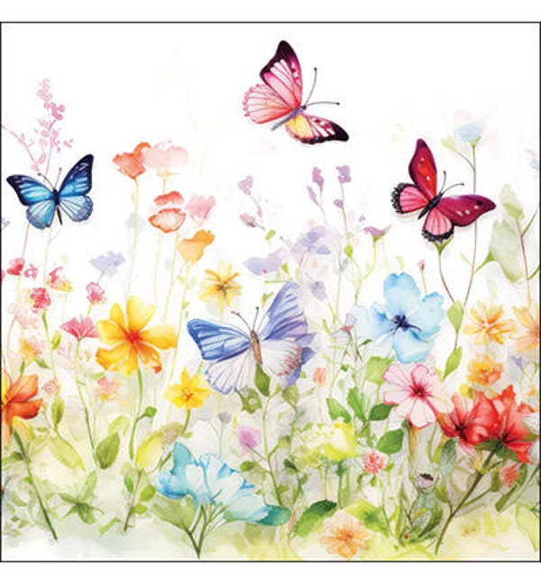 Ambiente servet Butterflies in field white 33 x 33 cm 13320410
