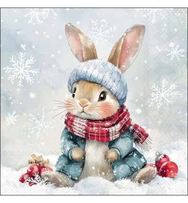 Ambiente servet Kerst Bugsy (konijn) 33 x 33 cm 33320980