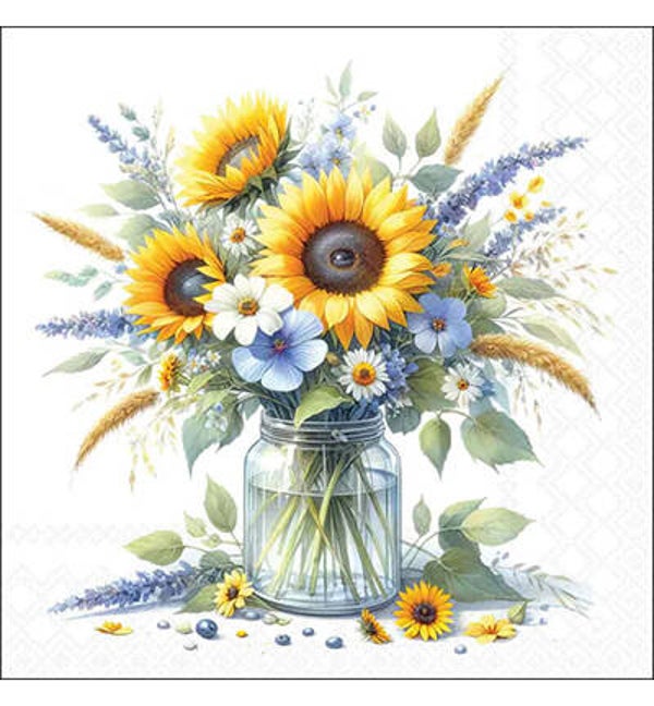 Ambiente servet sunflowers in jar 33 x 33 cm 13320470