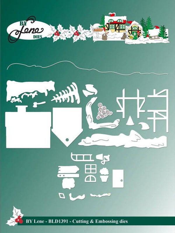 By Lene Cutting en Embossing mallen Christmas Landscape 1391