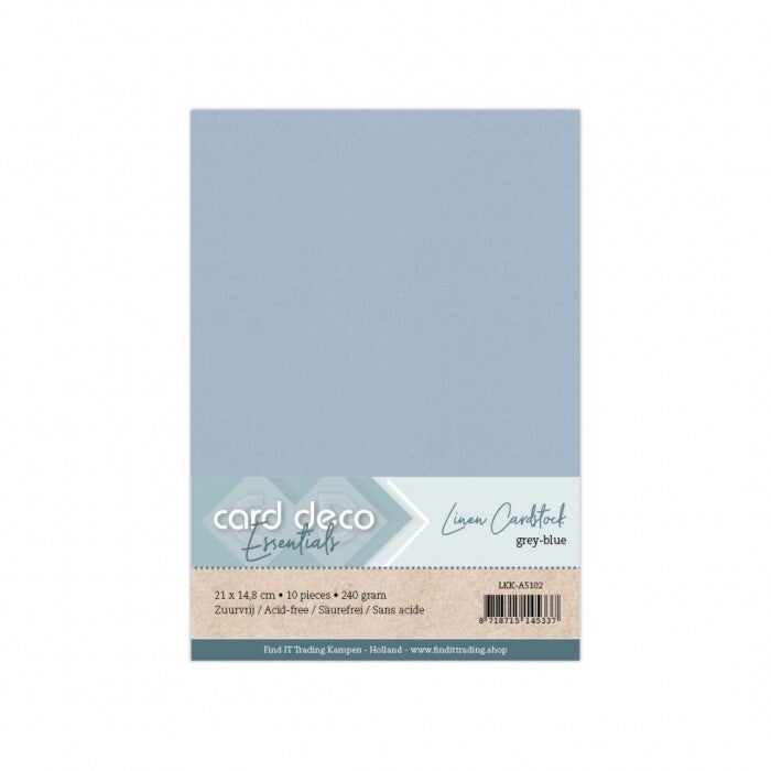 Card Deco linnenkarton A5 102 grey-blue 10 vellen 240 grams