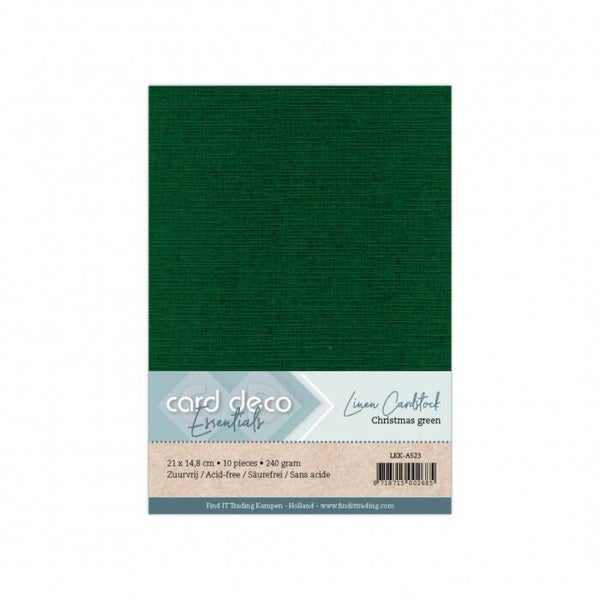 Card Deco linnenkarton A5 23 Kerstgroen 10 vellen 240 grams