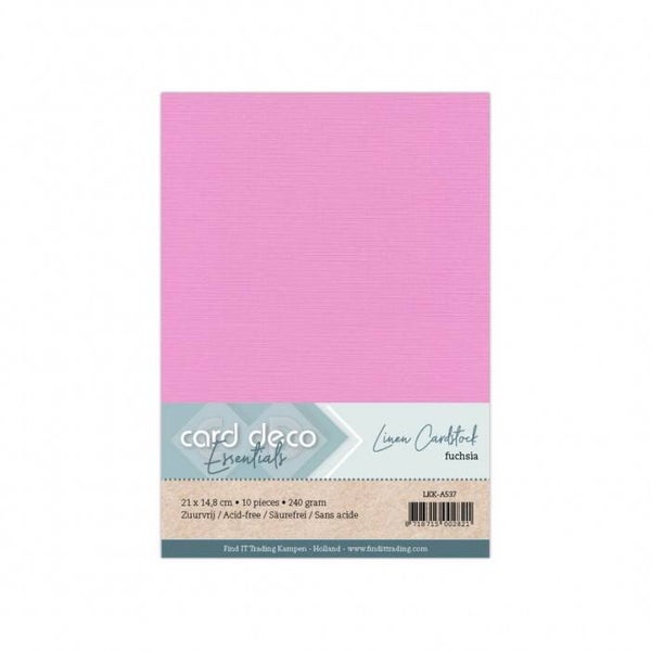 Card Deco linnenkarton A5 37 fuchsia 10 vellen 240 grams