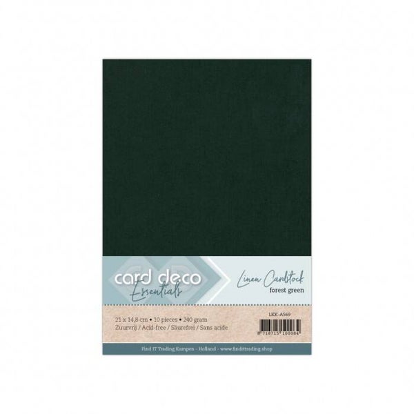 Card Deco linnenkarton A5 69 forest green 10 vellen 240 gram