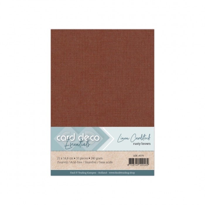 Card Deco linnenkarton A5 70 rusty brown 10 vellen 240 grams