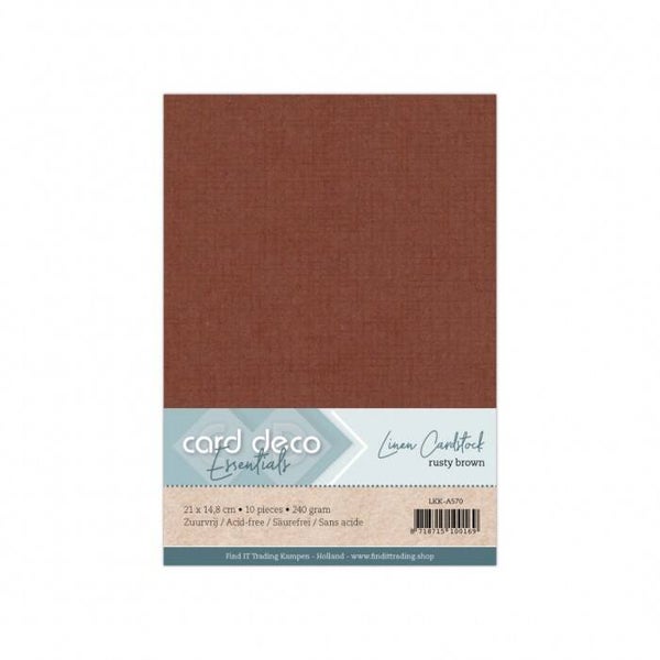Card Deco linnenkarton A5 70 rusty brown 10 vellen 240 grams