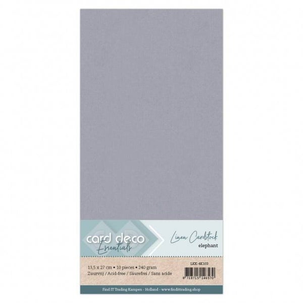 Card Deco linnenkarton vierkant 103 olifant grijs 10 vellen 240 grams