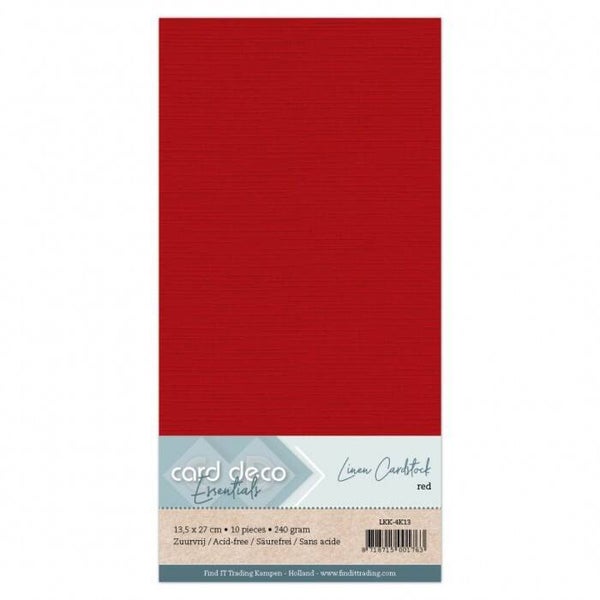 Card Deco linnenkarton vierkant 13 rood 10 vellen 240 grams