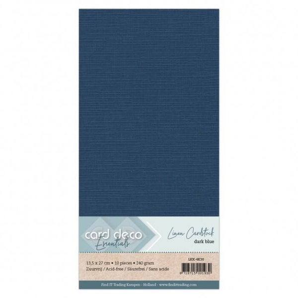 Card Deco linnenkarton vierkant 30 donkerblauw 10 vel 240 gr