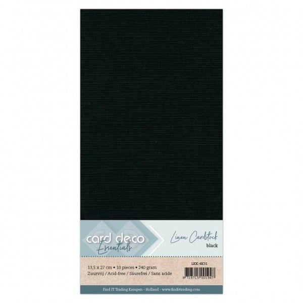 Card Deco linnenkarton vierkant 31 black 10 vellen 240 grams