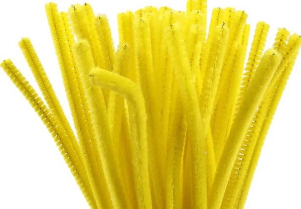 Deco chenille draad geel 50 stuks dikte 6 mm lengte 30 cm