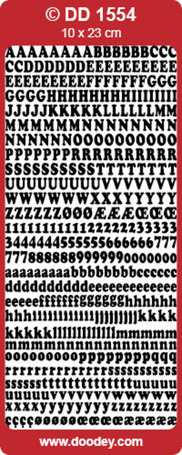 Doodey DD 1554 letters & cijfers zilver stickervel