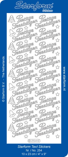 Starform 254 goud 18 x Prettige Feestdagen stickervel