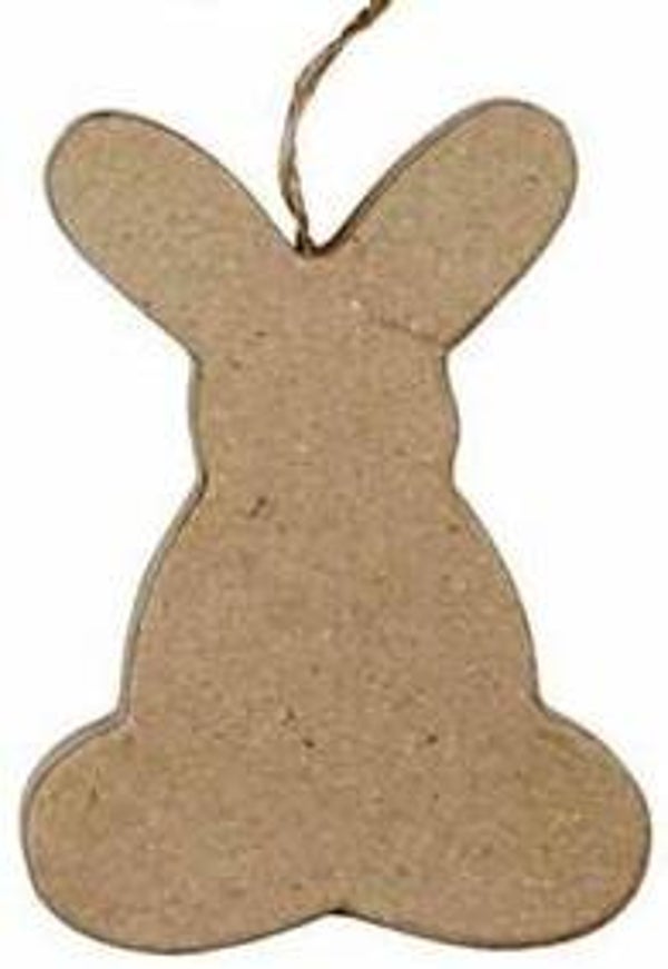 Handgemaakte Paasversiering Paashaas van papier-mâché 10 x 7,5 x 1,3 cm