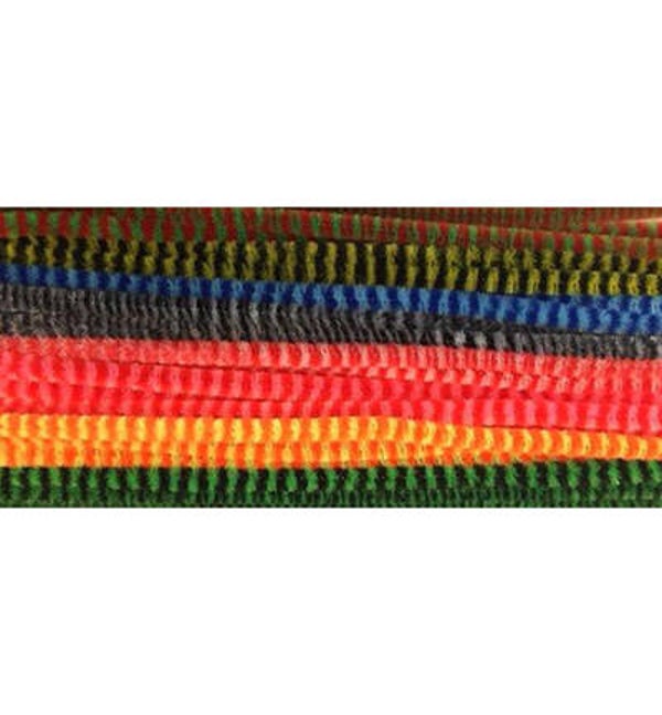 Hobby & Crafting Fun chenille draad gestreept 24 stuks dikte 6 mm