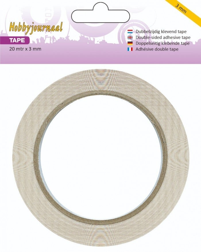 Hobbyjournaal dubbelzijdig klevend tape 3mm 20 meter HJTAPE3