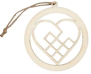 Kerstornament triplex hart Ø 8 cm dikte 3 mm