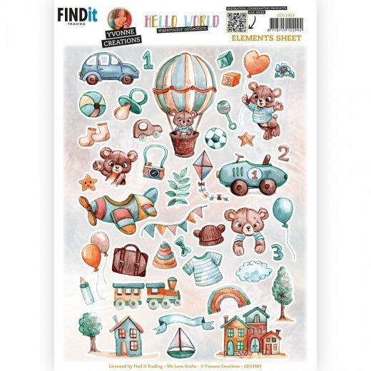 Yvonne Creations CD11903 Hello World elementen knipvel A4