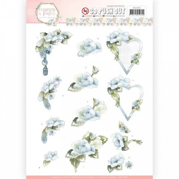 Precious Marieke Flowers in Pastels Blue Dreams push out A4