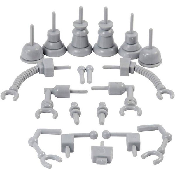 Robot onderdelen grijs plastic Foam & Silk Clay 19 stuks 0,5 tot 6 cm