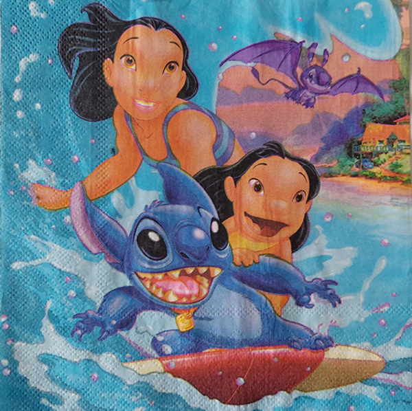 Servet blauw Disney Lilo en Stitch 33 x 33 cm