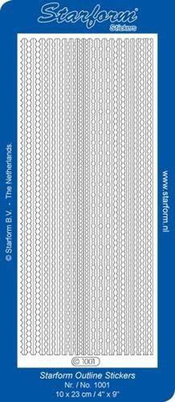 Starform 1001 zilver 19 x diverse borders randjes stickervel