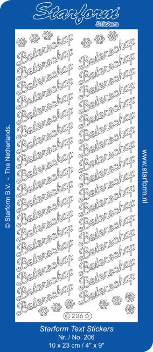 Starform 206 zilver 35 x Beterschap stickervel