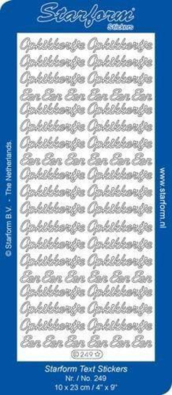 Starform 249 zilver 24 x Een 30 x Opkikkertje stickervel