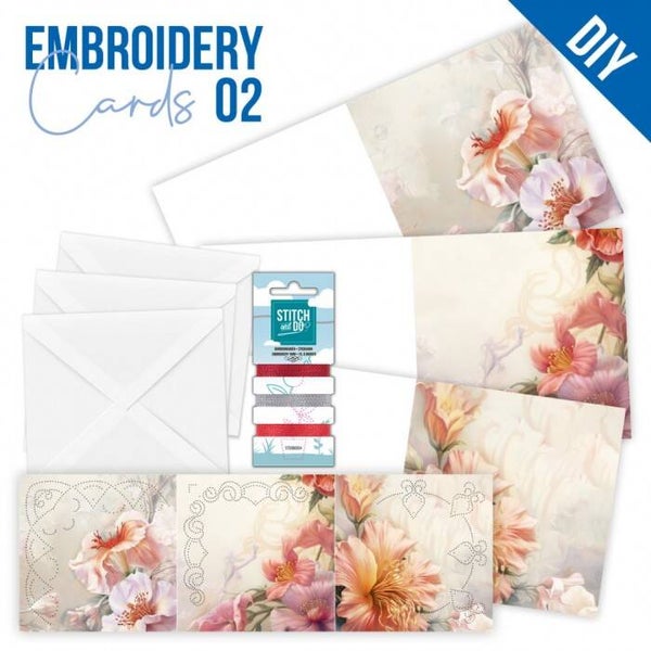 Stitch and Do cards Red Flowers (rode bloemen) STDOPP002