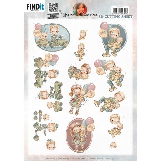 Yvonne Creations CD11920  Baby Boy And Girl 3D knipvel A4