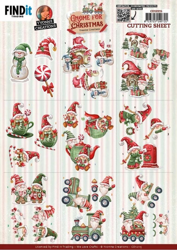 Yvonne Creations CD12215 Gnome for Christmas mini knipvel A4