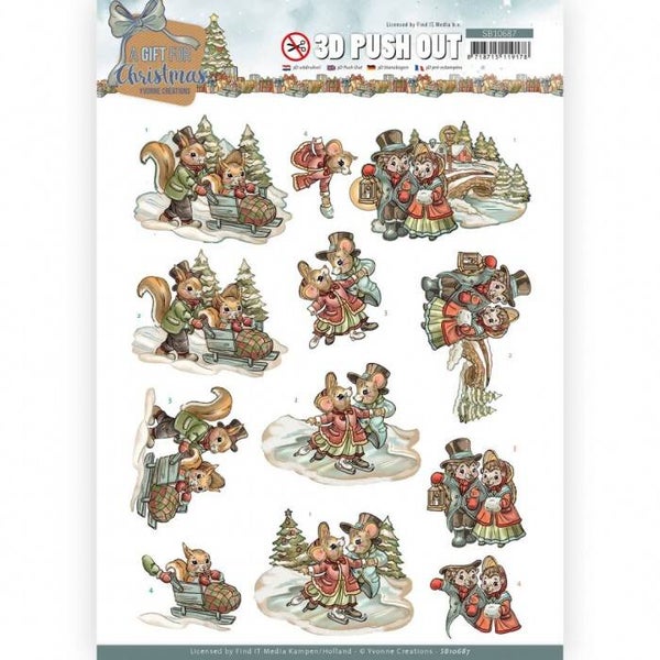 Yvonne Creations SB A Gift For Christmas Snowfun push out A4