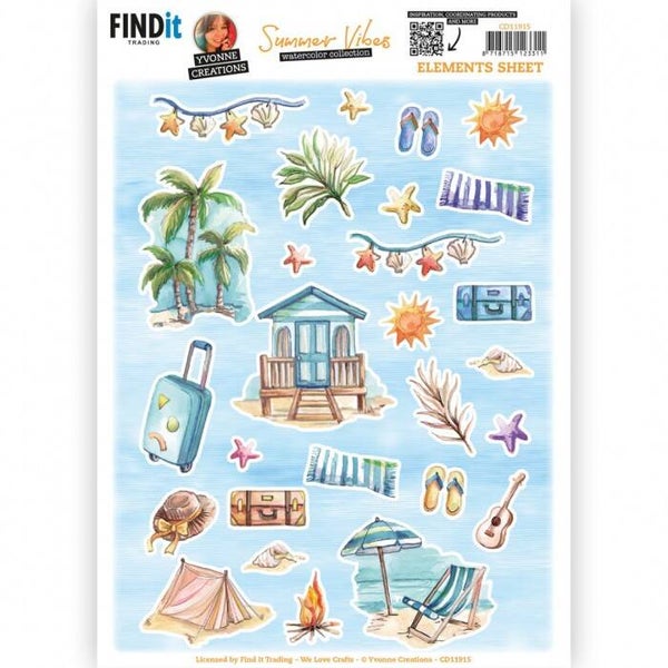 Yvonne Creations CD11915 Summer Vibes elementen knipvel A4