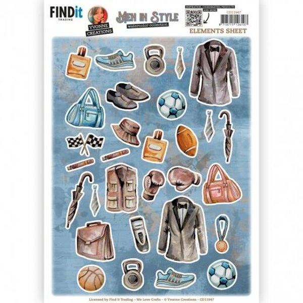 Yvonne Creations CD11947 Men in Style elementen knipvel A4