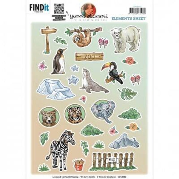 Yvonne Creations CD12032 Zoo elementen knipvel A4