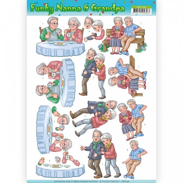 Yvonne Creations Funky Nanna & Grandpa 3D knipvel A4 CD11237