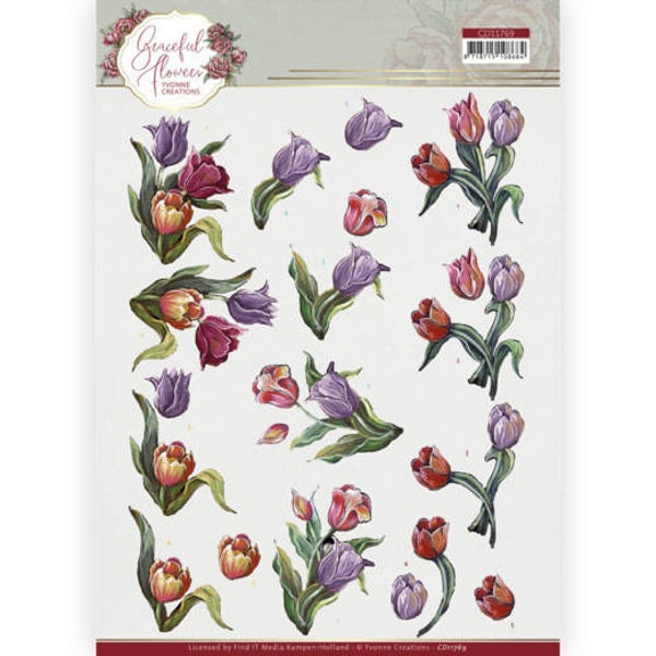 Yvonne Creations Graceful Flowers Colourful Tulips 3D knipvel A4 CD11769