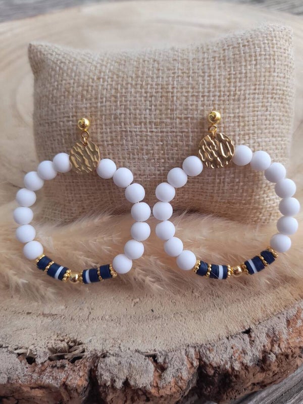 Créoles marine & blanc