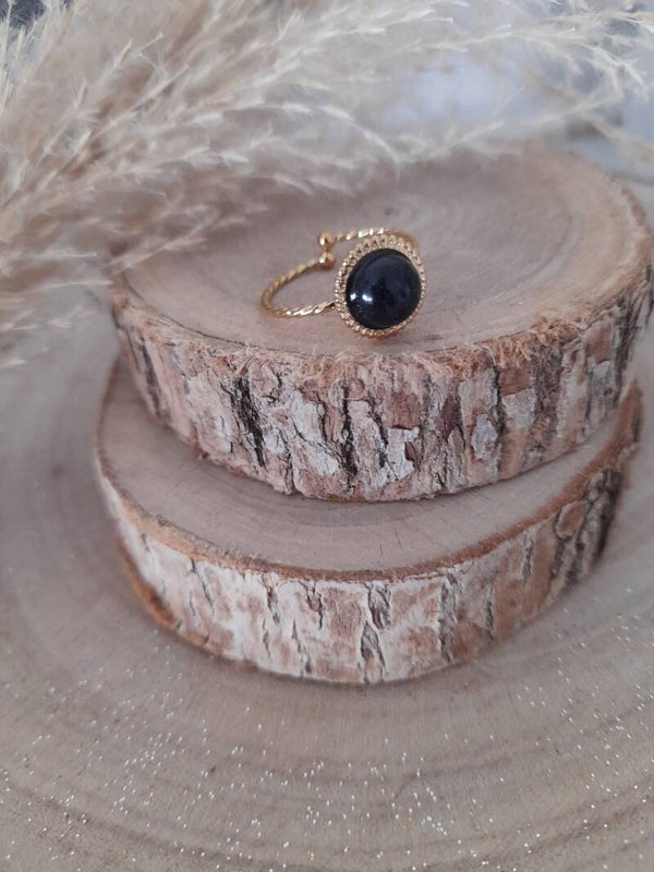 Bague noir boule inox 🖤