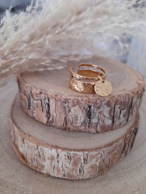 Bague doré texturée inox