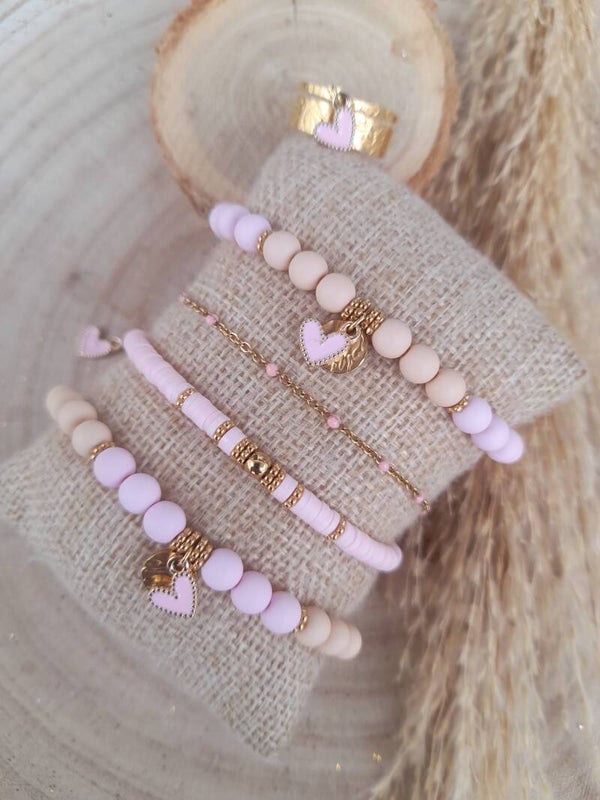 Bracelets rose & beige 🌸