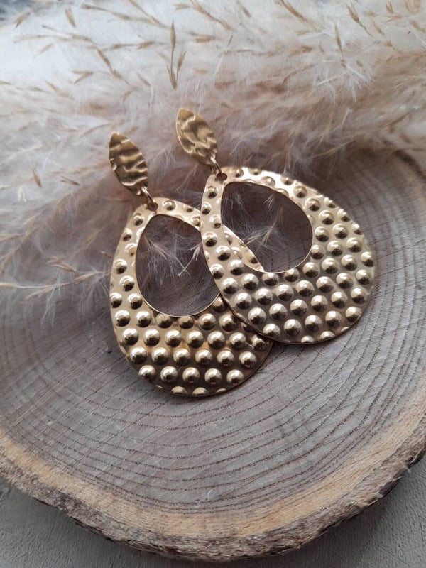 Boucles gouttes doré inox