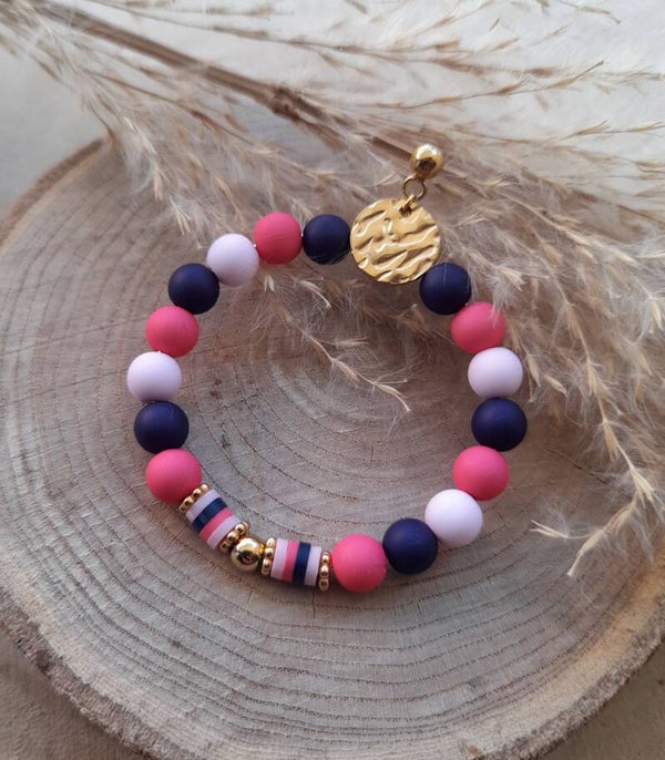 Créoles fantaisies marine & rose 💕