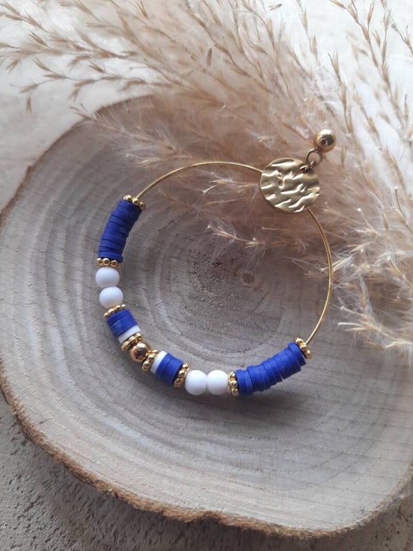 Créoles bleu roi & blanche