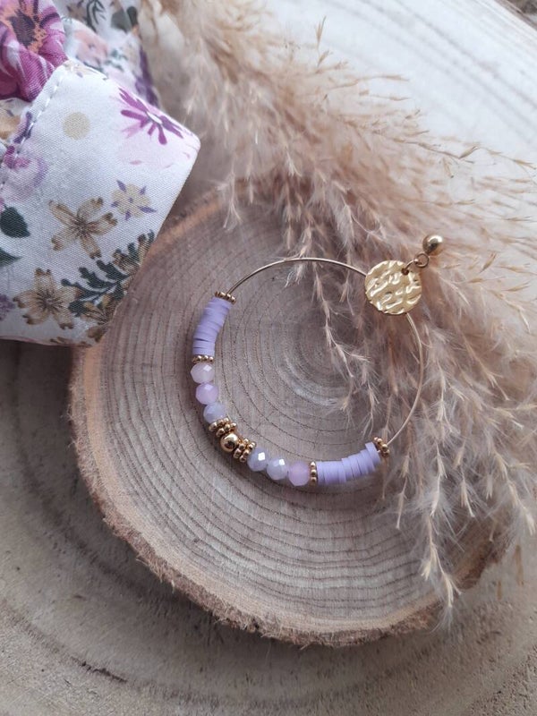 Créoles mauve mixte de perles 💜