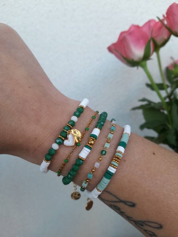Bracelets vert & blanc
