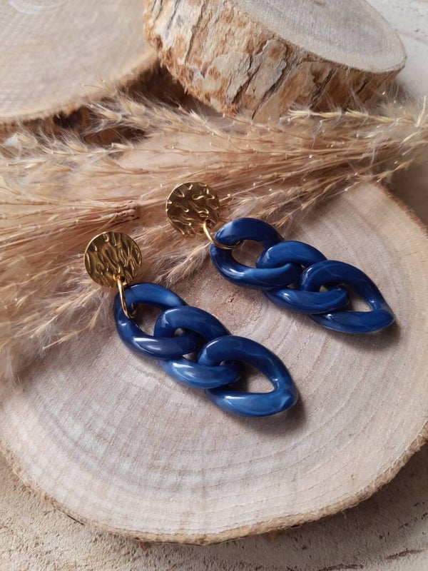 Boucles 3 maillons bleu