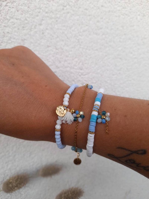Bracelets turquoise & blanc