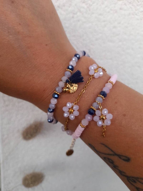 Bracelets bleu rose & mauve