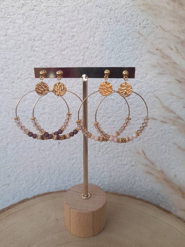 Boucles transparentes beige marroné
